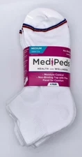 MediPeds Women's White Low Cut Socks 4 Pairs
