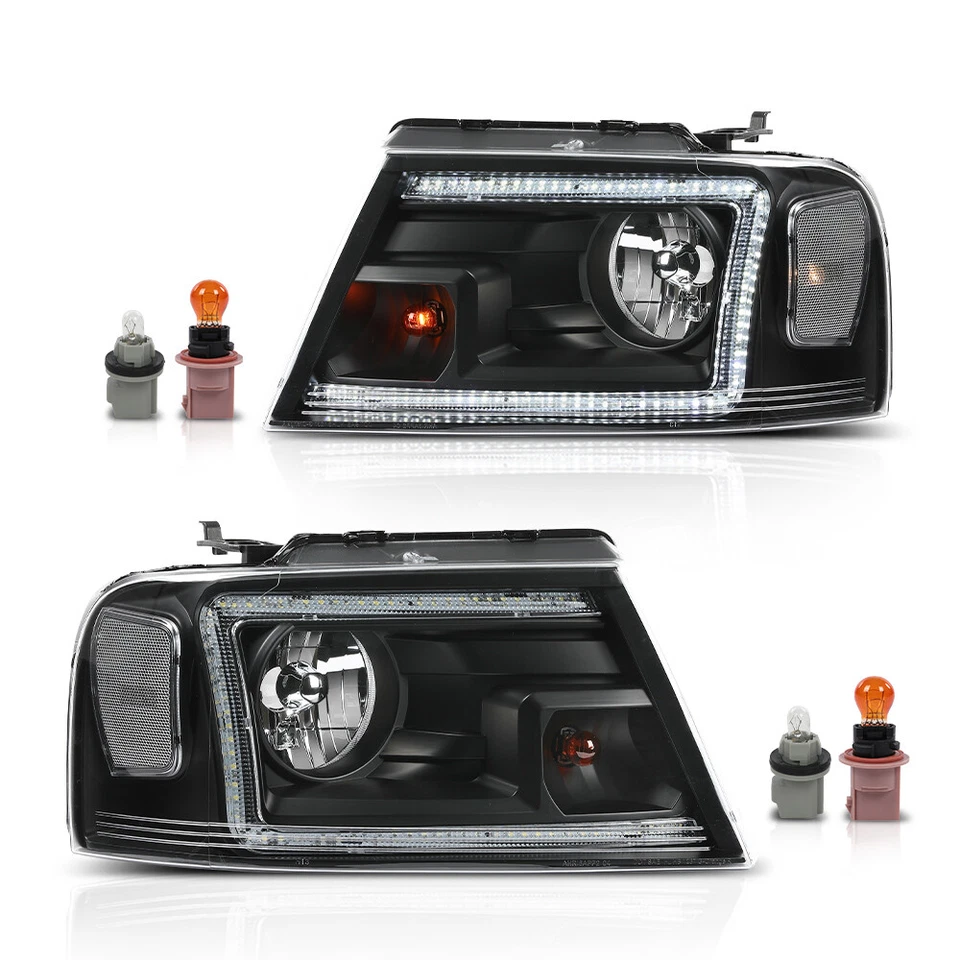 Черные светодиодные фары дневного света в сборе подходят для Ford F150 Lincoln Mark LT 2004-2008 годов выпуска - Изображение 2 из 4