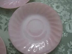 Set of 6 Vtg. FIRE KING Pink Swirled Edge Saucers 5 3/4" U.S.A. Excellent