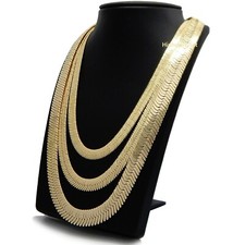 Herringbone Chain 14K Gold Plated 9mm 11mm 14mm 8" 18" 20" 24" 30" Necklace