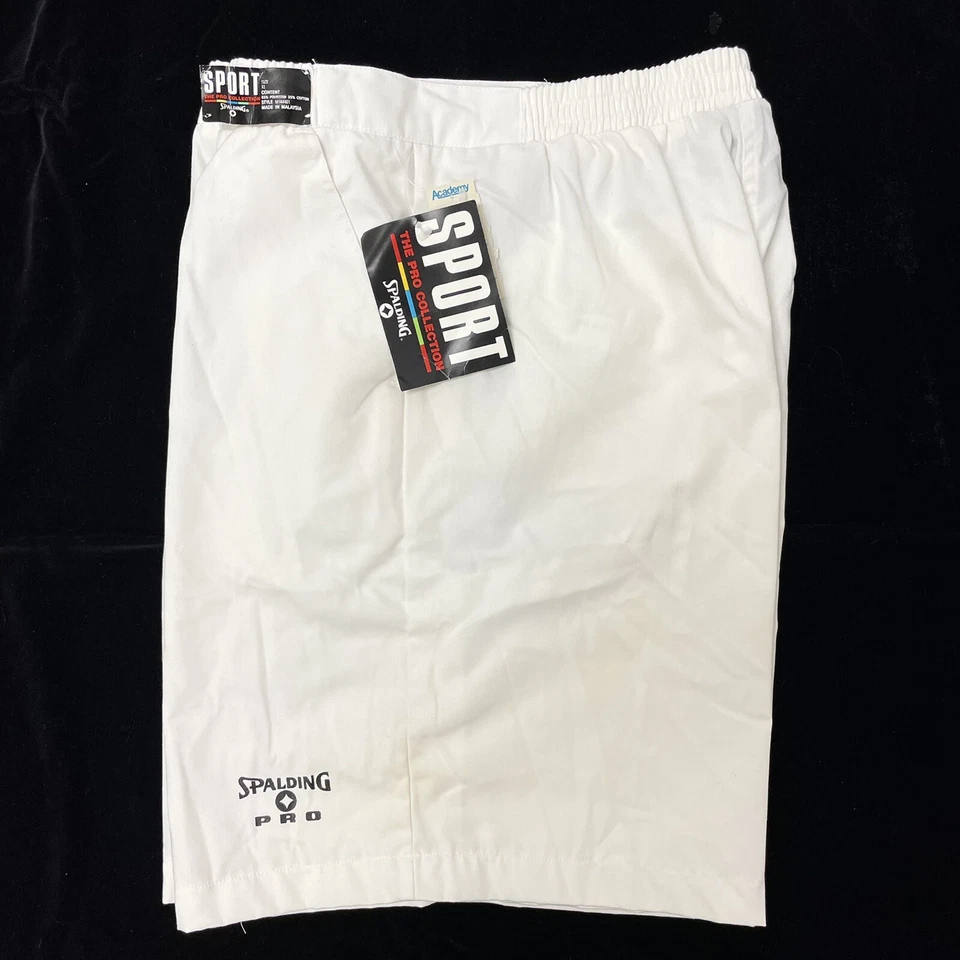 Pantalones Cortos Informales Nuevo de Colección Años 80 Spalding Sport Pro BLANCO Atléticos Baloncesto Tenis Foto 2 de 4