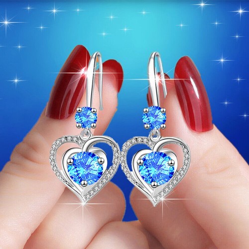 Crystal 925 Sterling Silver Swirl Hook Earrings Fashion Women UK Jewelry Gif17 - Picture 13 of 29