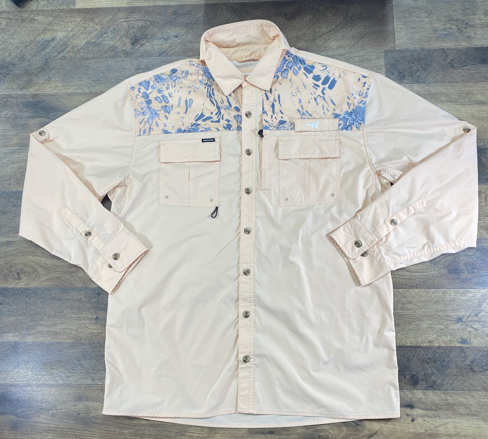 Kastking LS Fishing Shirt Coral Orange Button Down Breathabl