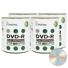 400 Smartbuy 16X DVD-R 4.7GB Silver Inkjet Printable Blank Recording Disc