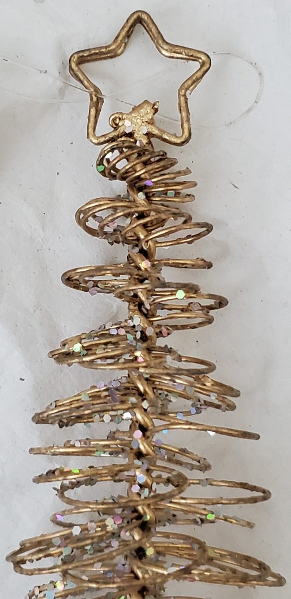 NEW Crate & Barrel Gold Spiral Glitter Tree Christmas Standing