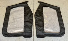 Soft Top Front Upper Door Windows Pair in Black for 1997-2006 Jeep Wrangler TJ