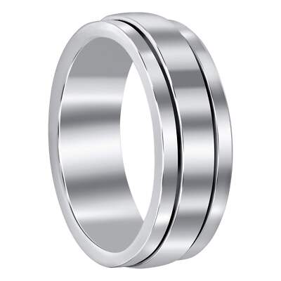 925 Sterling Silber Spinner Ring poliert Band zappeln Angst Stressabbau