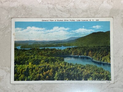 General View HUDSON RIVER VALLEY LAKE LUZERNE, New York NY Vintage Postcard 1939