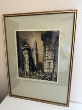 Antique Frank Brangwyn Signed Etching Print A Gate of Naples
