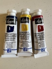 Lefranc  Bourgeois Paint Set Of 3 Yellow Red Blue Louvre .33 Oz Acrylic New 