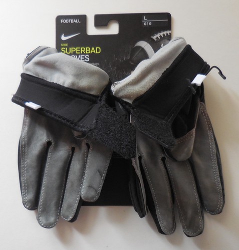 Guantes de fútbol americano Nike NFL Superbad 5.0 de cuero para hombre negros/gris lobo/blancos grandes - Imagen 6 de 10