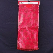 Holiday Time Christmas Tree Skirt 48 Inch Circle Red Snowflakes Glitter