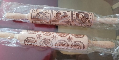 Nativity and Gnome Embossed Dough & Cookie Rollers Engraved Wooden Rolling Pin - Picture 12 of 14