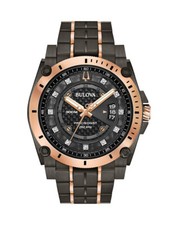 NEW BULOVA MAN'S PRECISIONIST 262 kHz BLACK ION PLATED DIAMOND WATCH 98D149