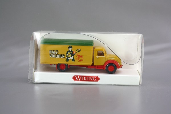 Wiking 1:87 H0 Magirus Koffer-Lkw Malz-Vollbier Oldtimer Gelb 855 40 34 Nos Ovp-image