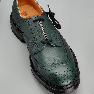 Tricker's Durham 8089/9 Derby Brogues Green Olivvia Milled Leather