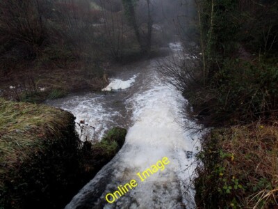 Photo 6x4 White water cascades from a sluice across the River Angiddy Cha c2014