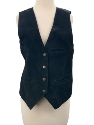 Vintage Don't Stop Classics Women's Black Leather Motorcycle Vest M