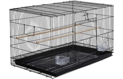 TOPEAKMART Stackable Rectangle Breeding Flight Parakeet Budgie Finch Bird Cage Black