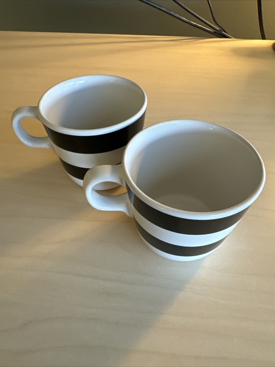 Ikea Black And White Striped Coffee Mugs Set of 2 15199 | eBay