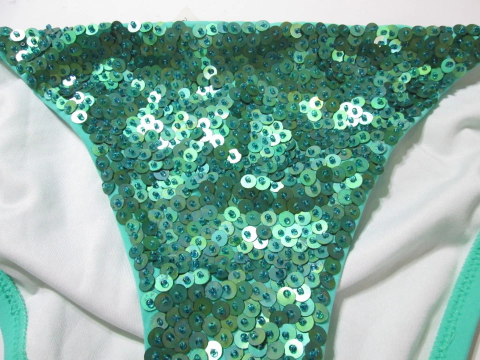 Victoria Secret Womens Size S Bikini Bottom Mint Cheeky Beaded Tie Side Swimwear - Image 3 of 4
