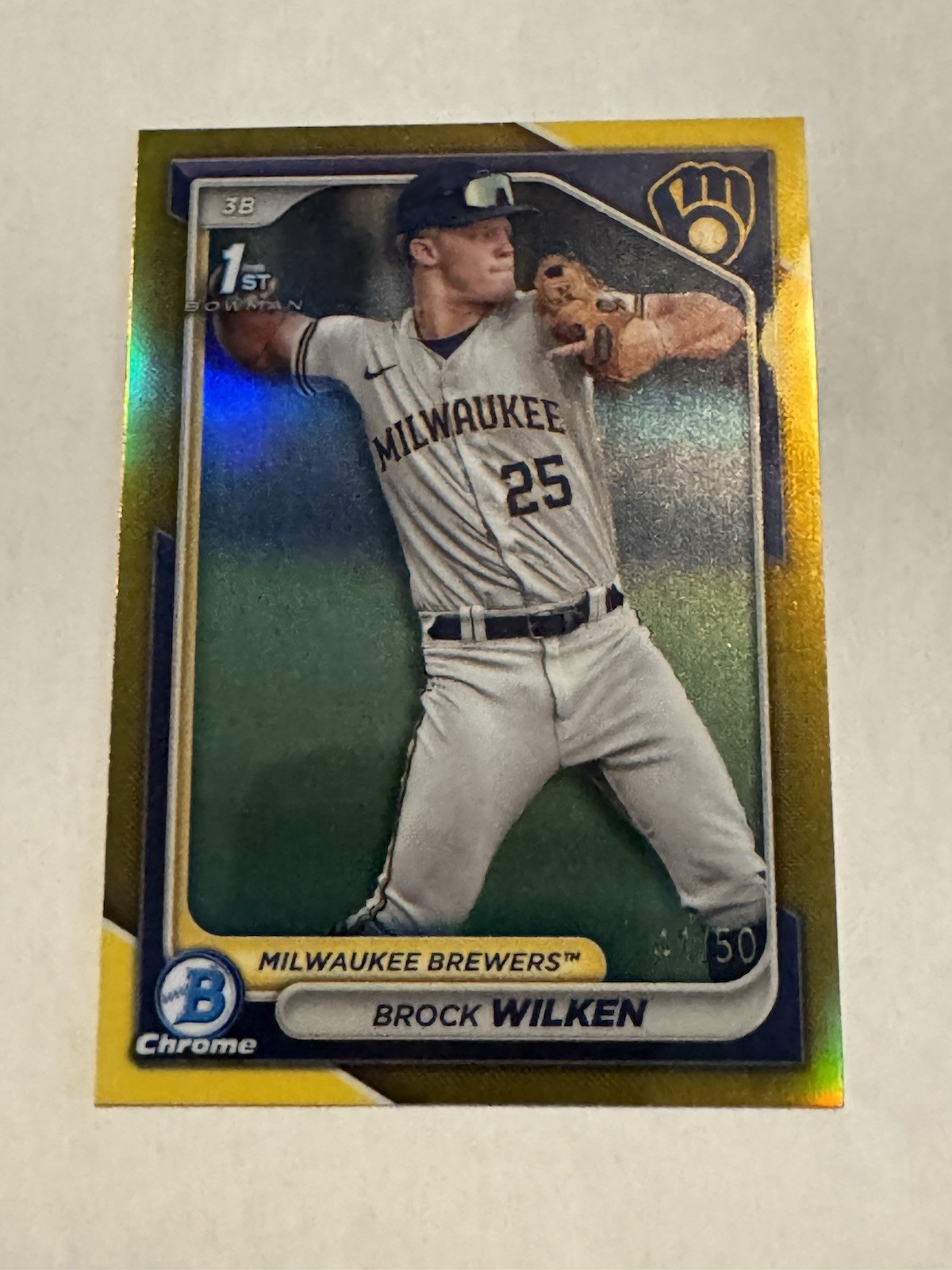 2024 Bowman Chrome Brock Wilken BCP-86 Gold Refractor 1st /50 RC SP Rookie