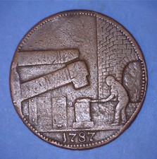 1787 JOHN WILKINSON IRONMASTER CONFEDERATION ERA CONDER HALFPENNY - *89866740 🌈