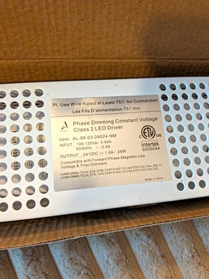 AlloyLED PrimaVolt AL-98-03-24024-NM 24V 1A 24W Dimmable No Min Load