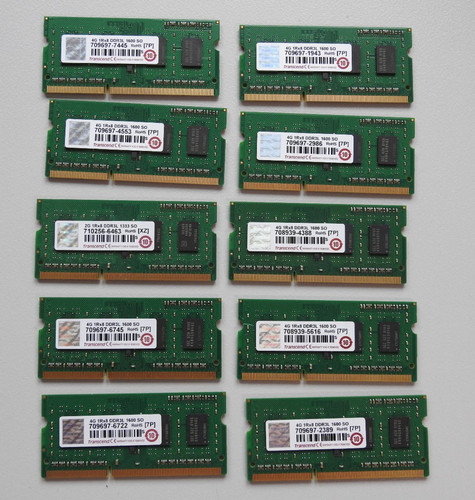 Posten mit 10x 4 GB RAM-Modul Arbeitsspeicher Transcend 1Rx8 DDR3L 1600 (#jw1)