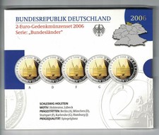 RFN 2 euro zestaw monet kolekcjonerskich 2006 Szlezwik-Holsztyn ADFGJ cały zestaw lustrzany