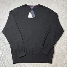 NWT Daniel Cremieux Luxury Men's Sz L Black 100% Cashmere V Neck Sweater Preppy