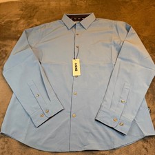 DKNY Bright Blue Button Down Long Sleeve Dress Shirt Lightweight Mens Large NWT