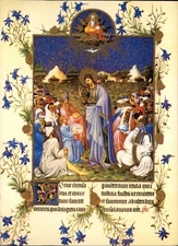 Feeding of the Multitude Les Tres Riches Heures vintage postcard k556