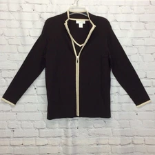 Elana By Tanner Women’s Silk Blend Sweater Set Sz 0/1 Full Zip Cardigan 0 Tank 1