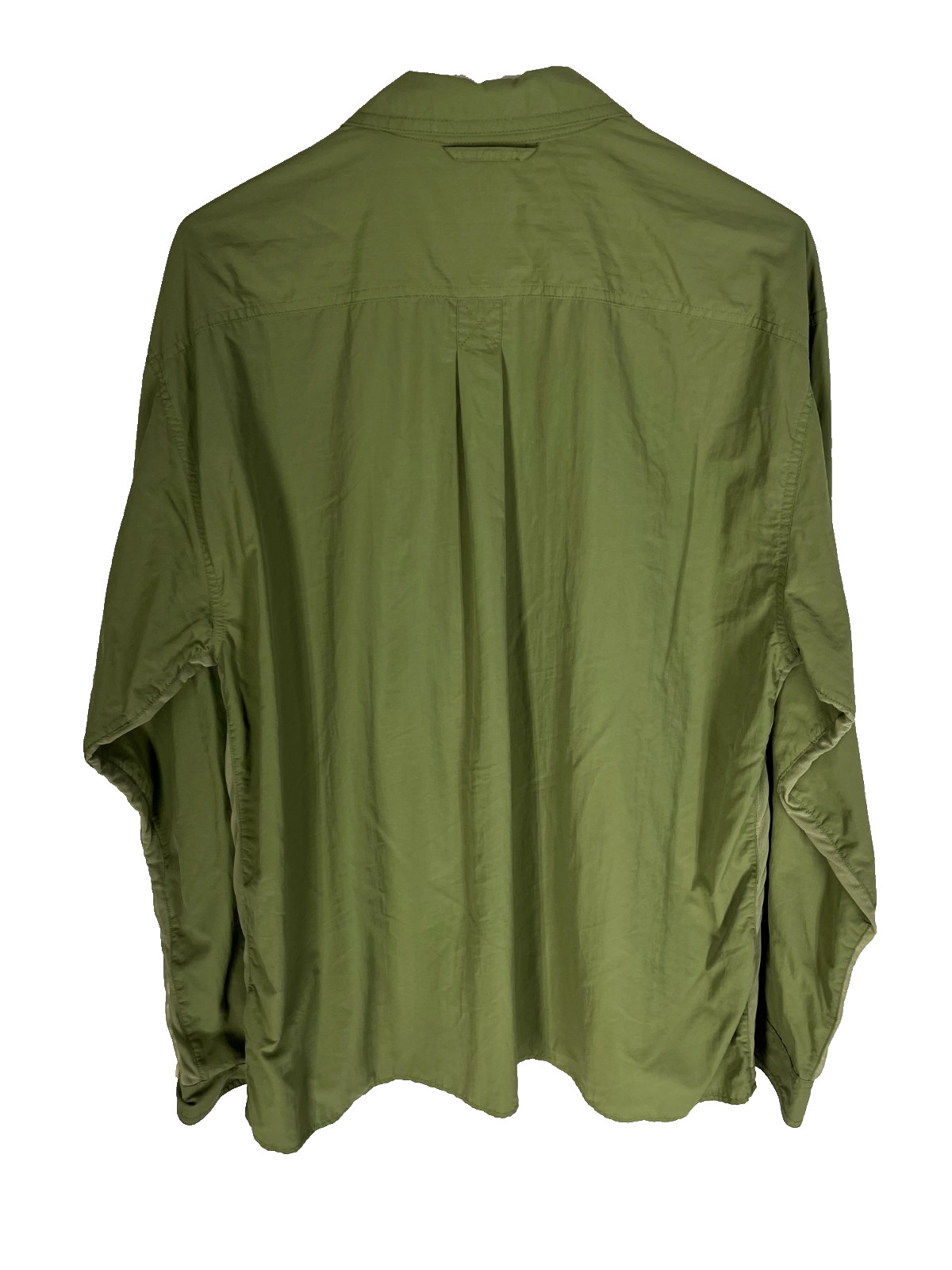 Exofficio Shirt Men Large Green Button Roll Tab Vented Nylon Hiking Fishing NEW