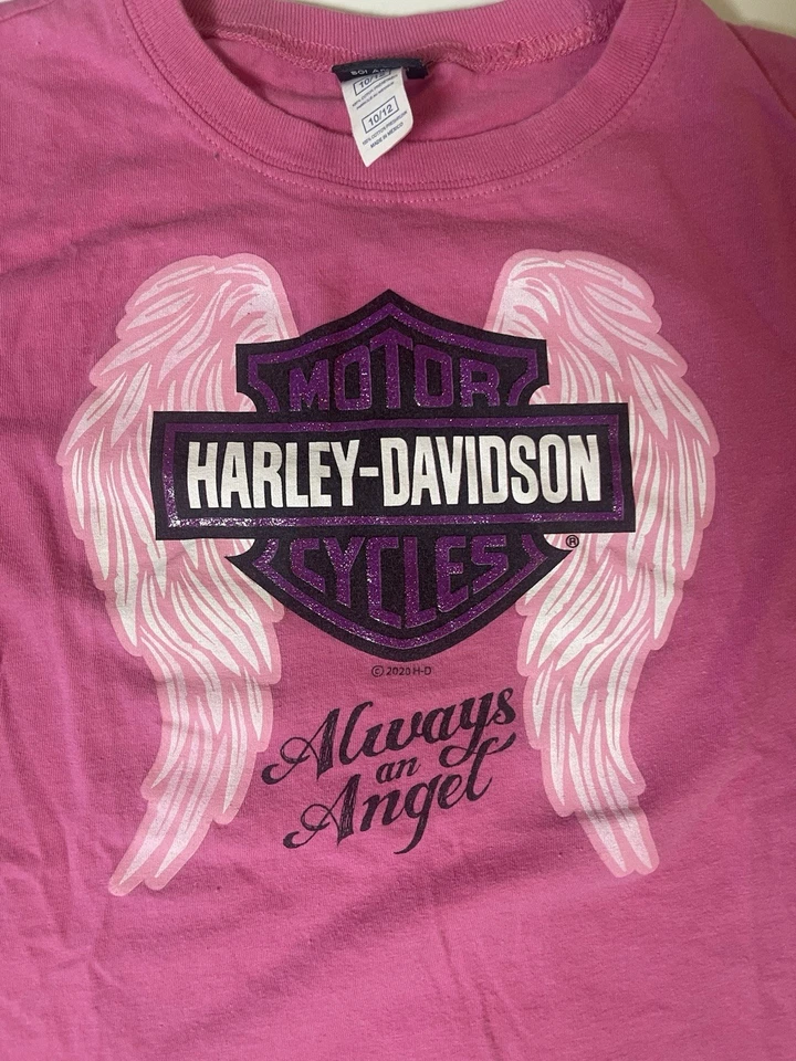 Girls Harley Davidson T Shirt Pink And Black Size 10/12 - Image 2 of 4