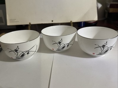 Three Long-Da Fine Bone China Rice Bowls EUC Long Da Bowls Cups Soup Set Of 3