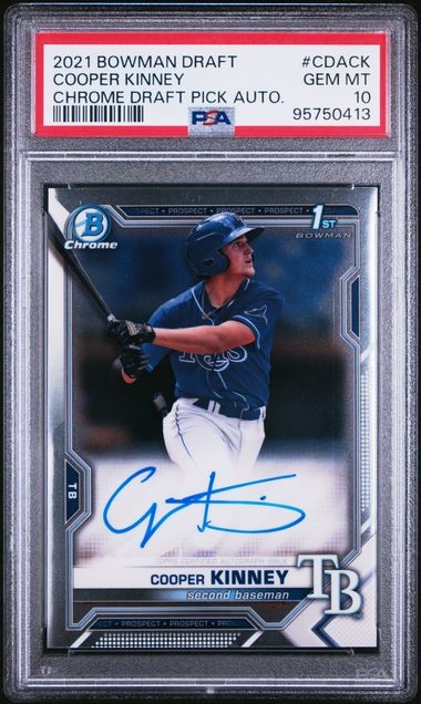 2021 BOWMAN DRAFT CHROME DRAFT PICK AUTOGRAPHS COOPER KINNEY CDACK PSA GEM MT 10