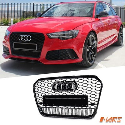 Gloss Black RS6 Style Bumper Bar Grille Grill for AUDI A6 C7 2011