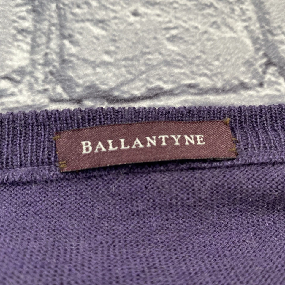 Ballantyne Sweater Men XL? Purple 100% Wool Made In Italy Quiet Luxury Old Money - Image 3 of 4
