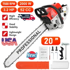 52CC 20" Gasoline Powered Chainsaw Wood Cutting Engine Gas Crankcase Chain Saw