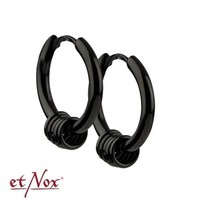 Klapp Creolen Schwarz Edelstahl Mit Ringen AnhäNger Gothic Ohrringe Herren Damen