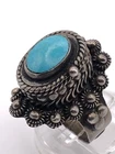 Taxco Vintage Sterling Silver Turquoise Poison Adjustable Ring 10.5g Size6.5