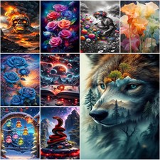Large 5D Diamond Painting Roses Snake Swan Cross Stitch Hand Embroidery Wall Art