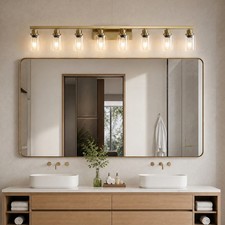 51" Elegant Gold Vanity Light Bathroom Mirror Wall Lamp 8 Lights Sconce Fixture