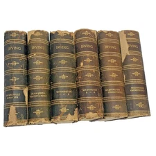 6 Volumes Works of Washington Irving Bonneville Sketch Book Kinderhook 1857