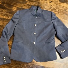 Grey Mandarin collar short fitted blazer jack...