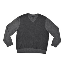 Banana Republic Men's Merino V-Neck Sweater Regular Size XXL Gray Herringbone