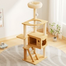 48.8" Modern Cat Tower, Wood Cat Tree Tower for Indoor Cats, Cat Tree