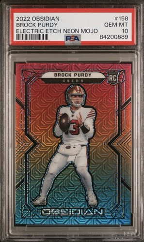 2022 Obsidian Brock Purdy Neon Electric Etch 4/5🚨49ers Rookie🚨PSA 10🚨eBay 1/1